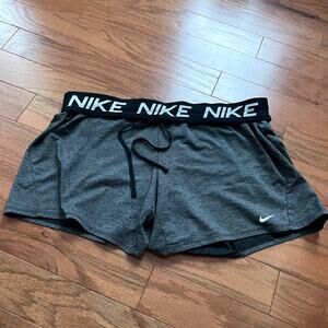 Nike Dri-Fit Gray and Black Fold Over Workout Shorts Size Large